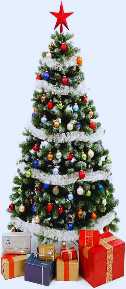 Kerstboom Muursticker Voor Deur & Showcase - Decal Muurschildering Voor Feestelijke Kerstdecoratie