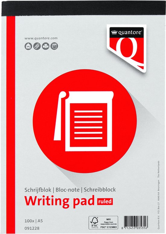 Quantore Schrijfblok A5 Gelinieerd - 5 stuks