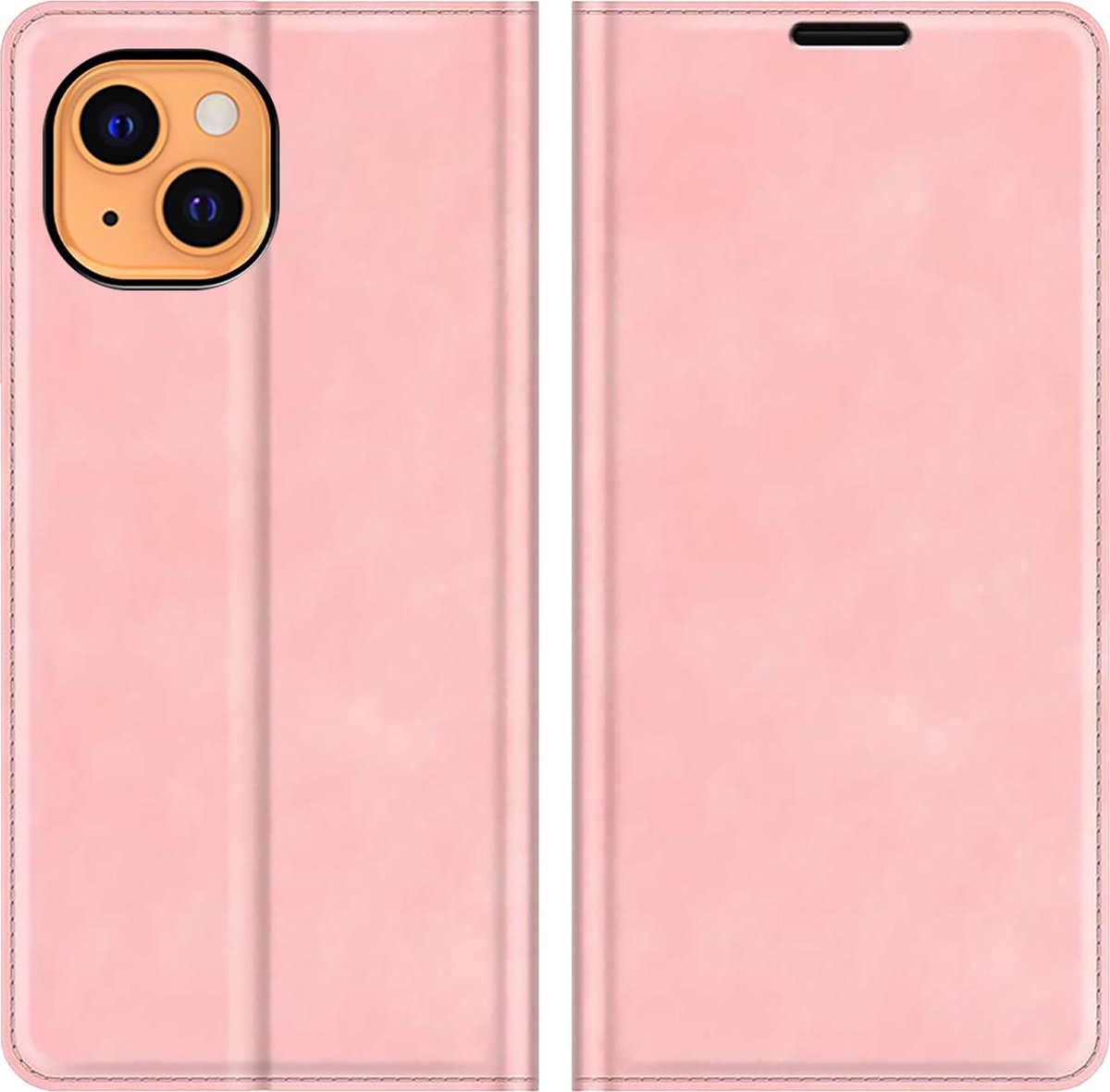 Cazy hoesje geschikt voor iPhone 13 - Hoesje met Pasjeshouder - Luxe Book Case - Roze
