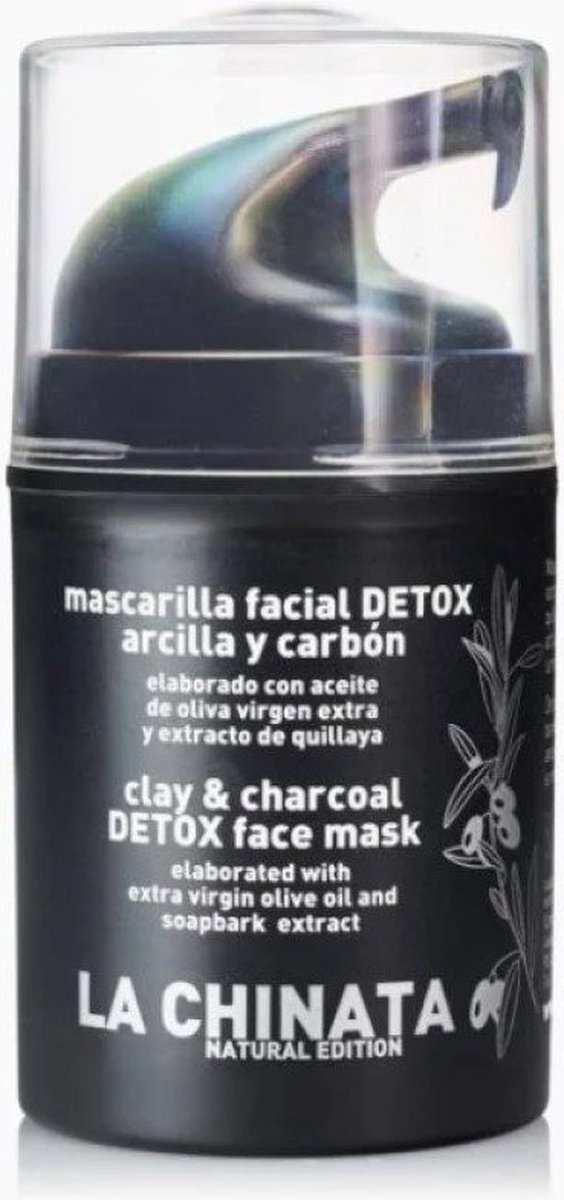 La Chinata Klei en houtskool detox gezicht masker - verwijdert onzuiverheden - acne - vette huid - ontgift 50ml