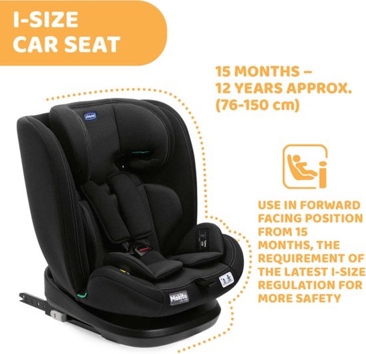 Chicco Autostoel I-Size Mokita Classic Black, isofix , (15 maanden - 12 jaar) – foto 5