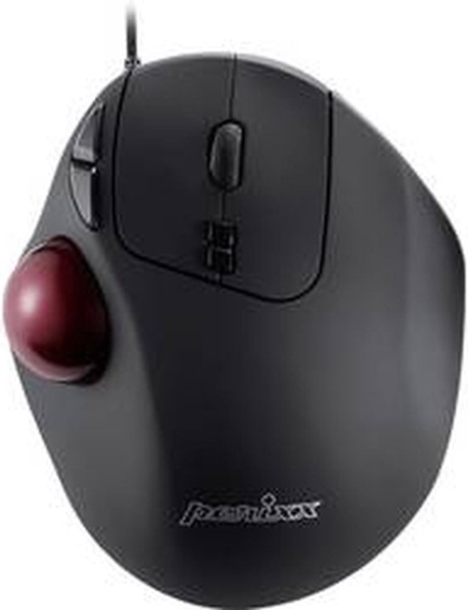 Perixx PERIMICE-517 D Trackball USB Laser Zwart 7 Toetsen 2000 dpi Ergonomisch Geïntegreerde trackball