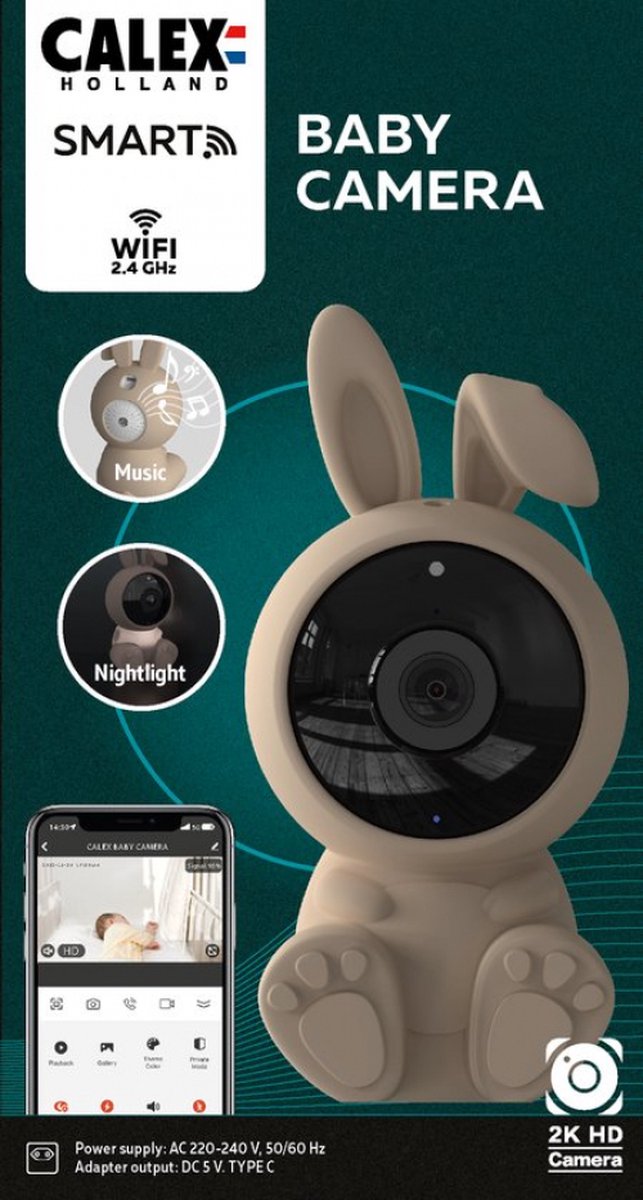 Calex Slimme Babyfoon - Wifi Baby Camera - Geluid en Bewegingsdetectie - 2K van Calex — afbeelding 4