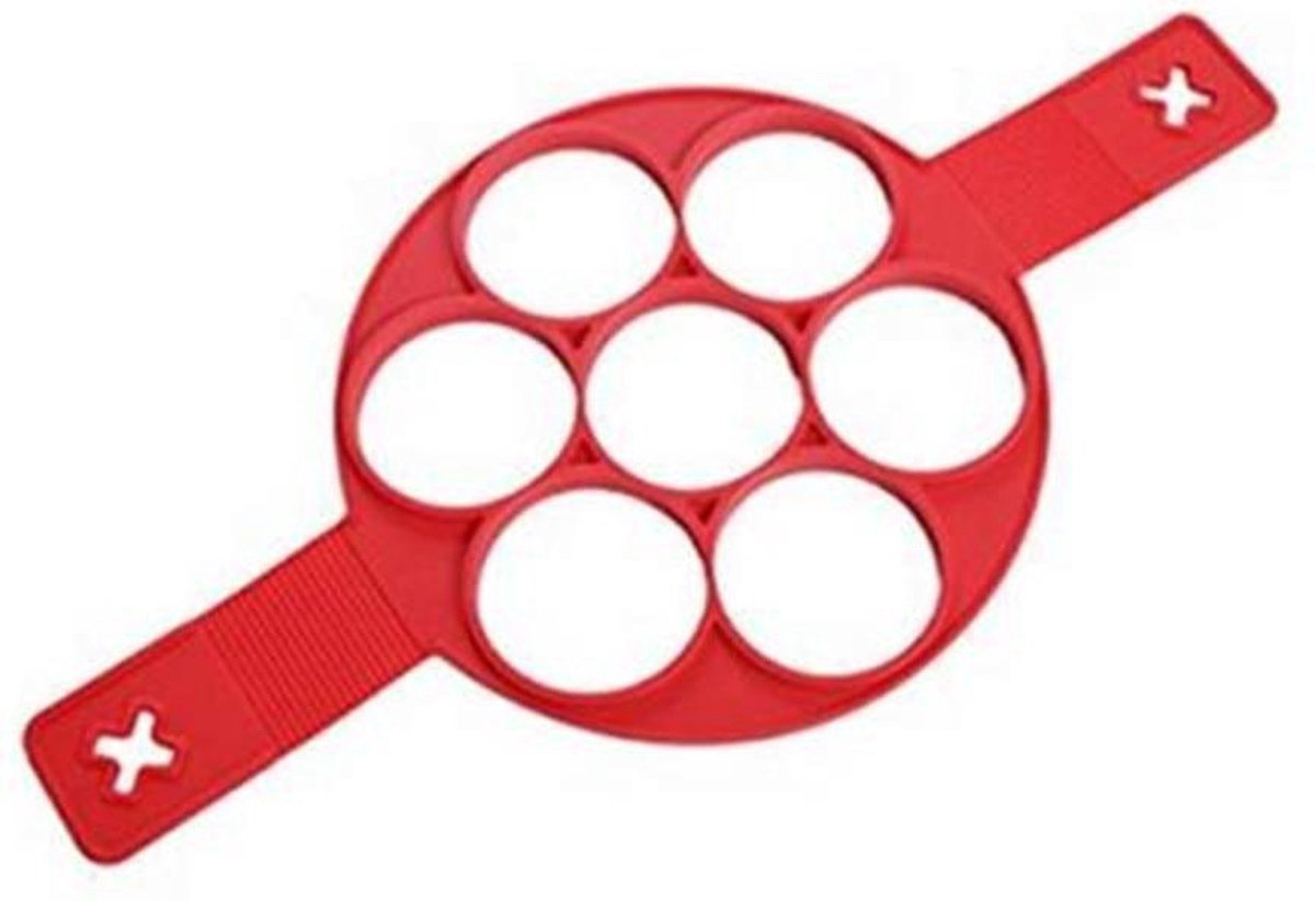 Finnacle - Pannenkoeken vorm - Pancakesmal - Siliconen Bakvorm - Bakvorm - Mold - Poffertjes maken - Eieren bakken - Pannenkoeken bakken - Rood