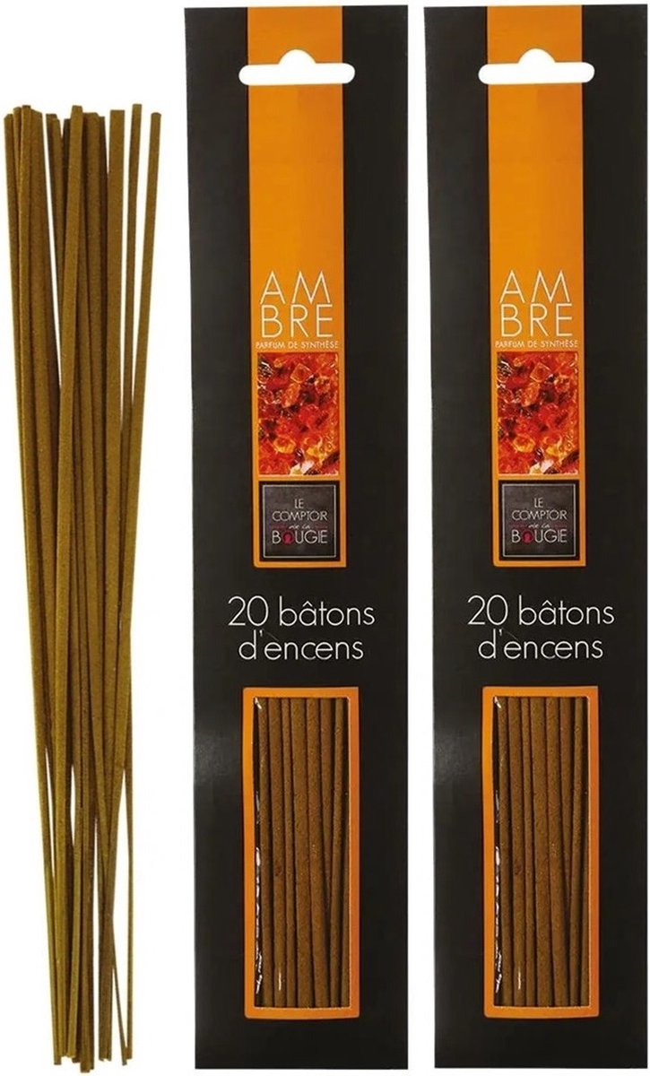 Atmosphera Wierook stokjes in Amber geur - voordeelpak - 40x stokjes - 25cm - Ontspannend - Kalmerend Lichtbruin