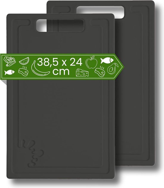 alpina Set van 3 snijplankjes, antislip, flexibel, vaatwasmachinebestendig, 20 x 28 cm, grijs