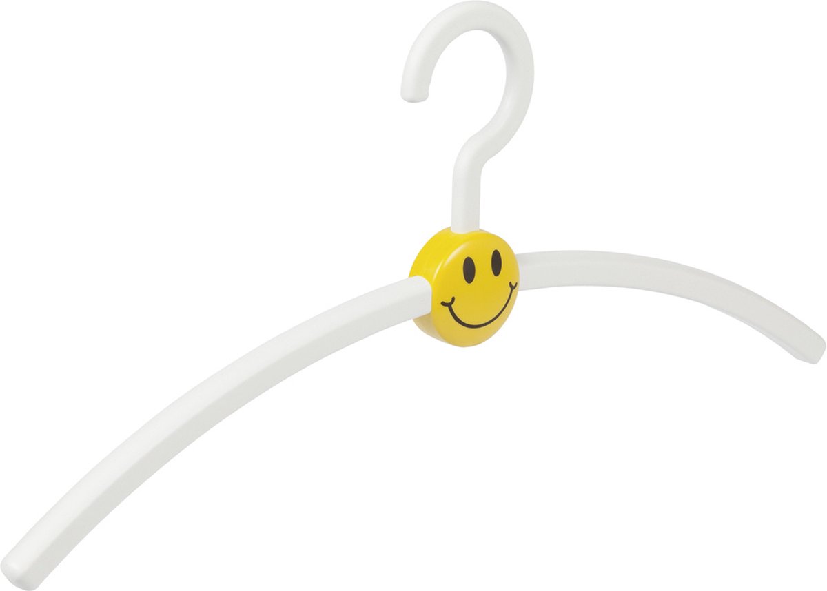 De Kledinghanger Gigant - Garderobehanger - Jassenhanger - Volwassenen - 709140 - 20 Stuks - Smile - Kunststof - Wit - Geel - 45 cm - Kledinghanger - Kleerhanger (709140/20)