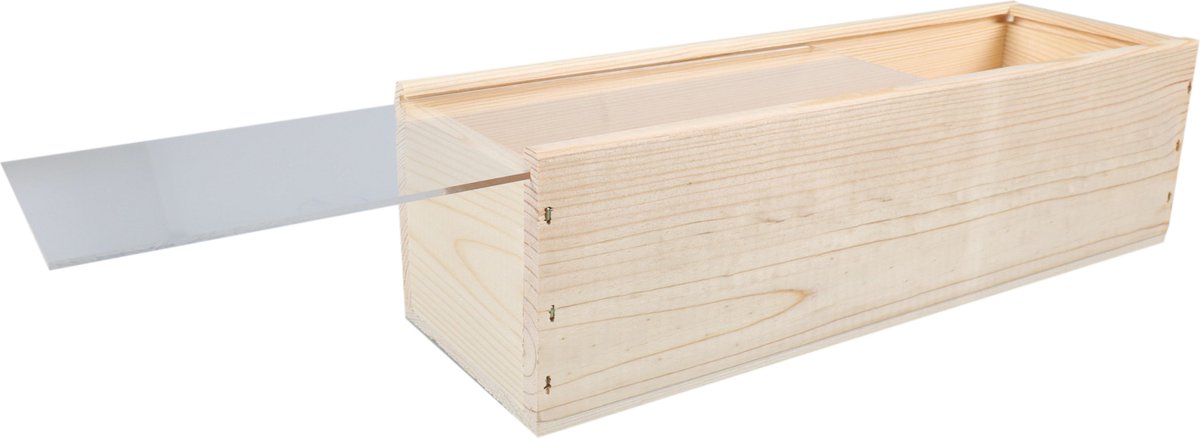 Goedkoopste Wijnkist voor 1 fles 340x95x85mm met PLEXIGLAS schuifdeksel
