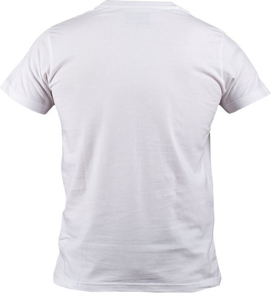 Achterkant van een wit T-shirt.