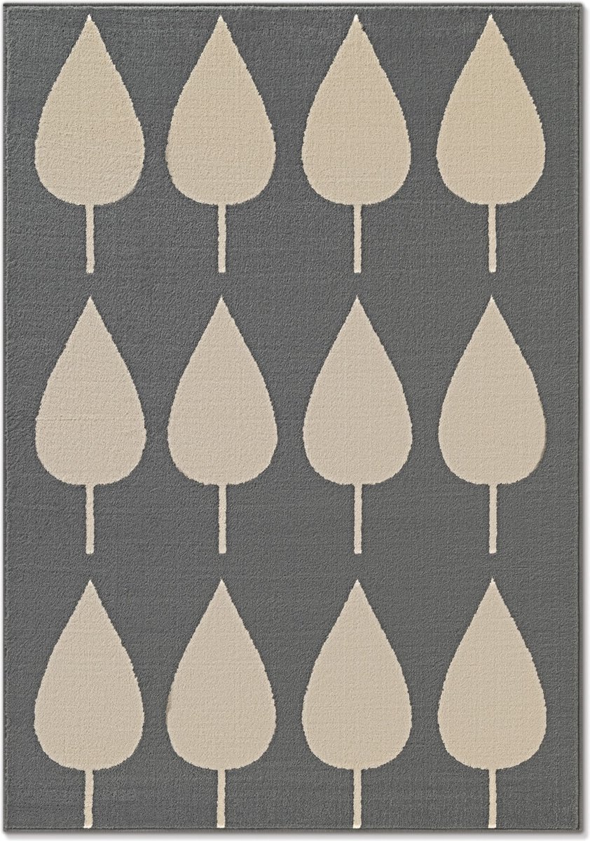 flycarpets Kindervloerkleed Adventures - Lovely Leaves - Blauw / Creme 160x235 cm