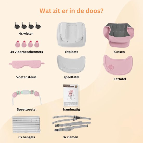 White-Label® Kinderzetel - Eetstoel Baby 6 Maanden en Ouder - Kinder Eetstoel - Kinderstoel - Inklapbare Eetstoel - Roze van Merkloos — afbeelding 5