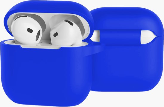 Case Geschikt voor AirPods 4 Hoesje Siliconen Hoes Cover - Hoes Geschikt voor Apple AirPods 4 Case Siliconen - Blauw