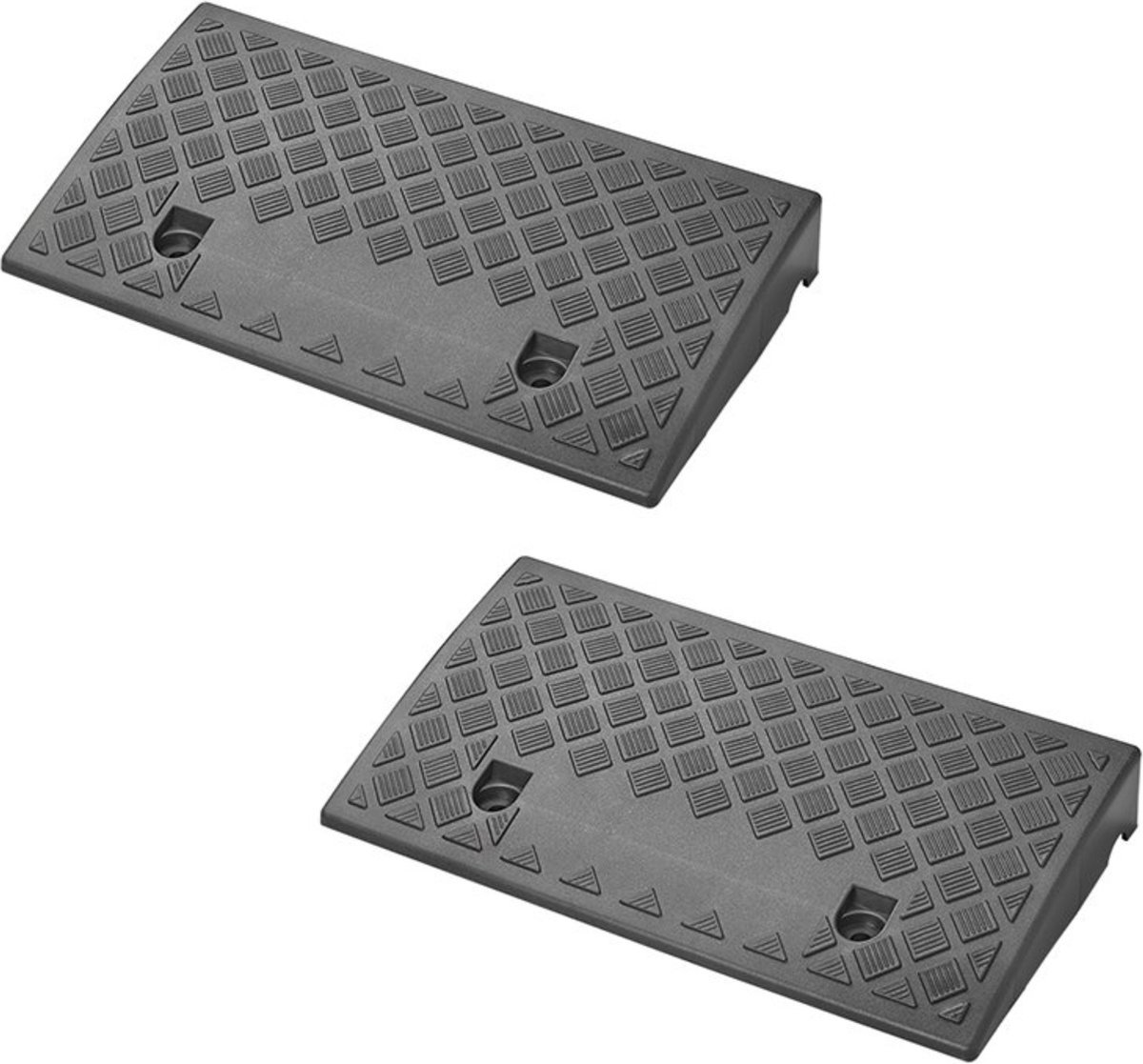 ProPlus Drempelhulp - 50 x 27 x 7 cm - Oprijplaat - Stoeprand Oprit - Kunststof Drempelhelling - Drempelplaat voor Openstaande Rand - Oprijhelling Max 3000 kg Belastbaar - 2 Stuks