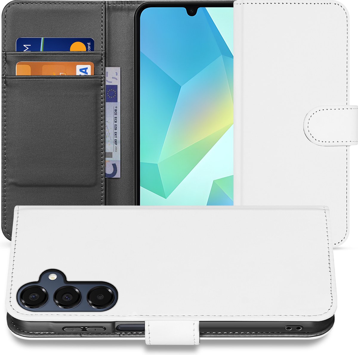 Book Case Telefoonhoesje Samsung Galaxy A16 4G/5G Wit met Pasjeshouder