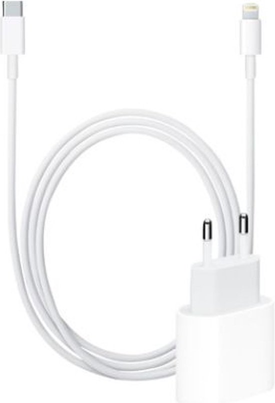 Snellader met adapter geschikt voor Apple geschikt voor Apple iPhone en iPad 20 W + Lightning Kabel - Oplader - Wit - USB C