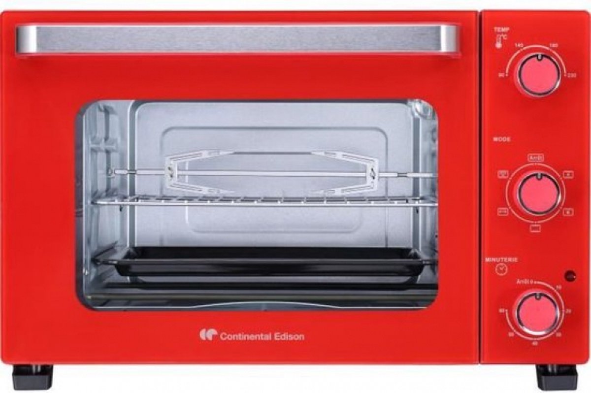 Continental Edison CEMF35R - Electric Minifour 35L Rood - 1500W - Rotissoire natuurlijke convectie