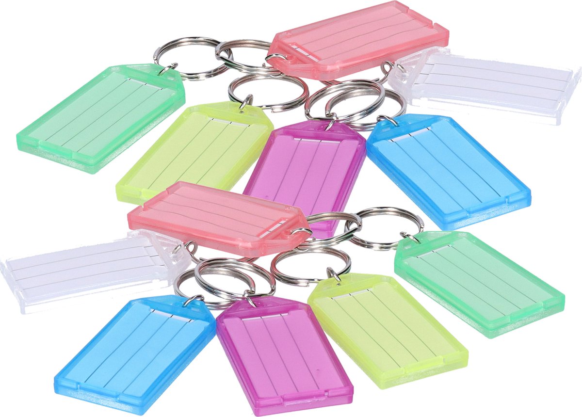 Concorde Sleutellabels/sleutelhangers - 24x - multi kleuren - kunststof - sorteren en labelen van sleutels