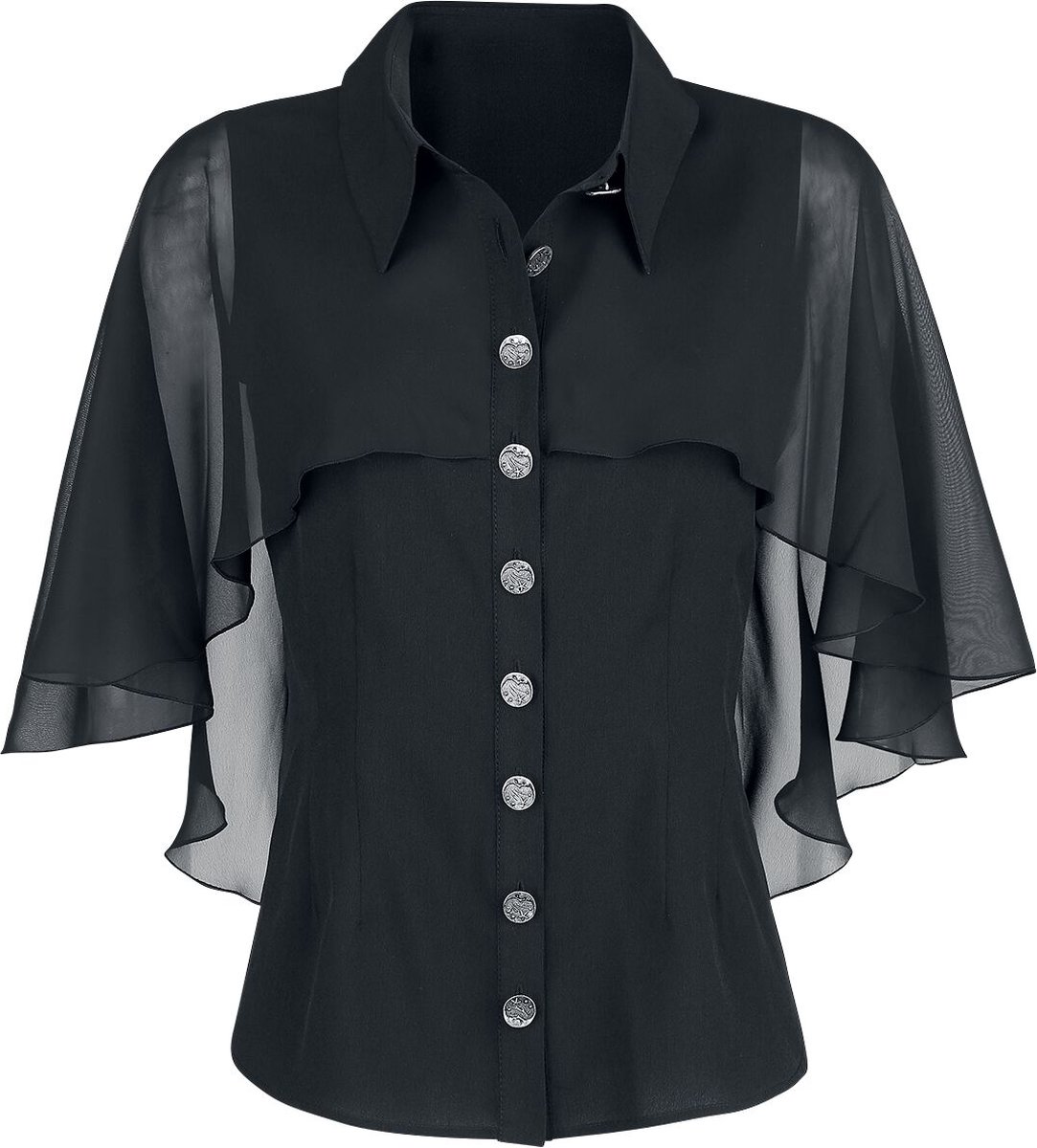 Hell Bunny Draco Dames Blouse - zwart - XS