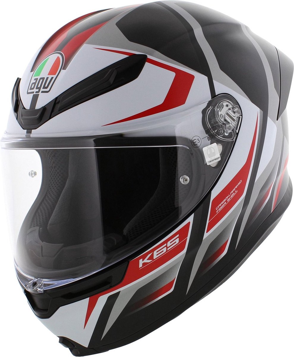 AGV K6 S Karve Motorhelm mat wit zwart rood - Maat XL