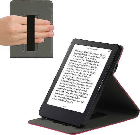 kwmobile e-reader hoesje geschikt voor Kobo Clara 2E hoes - E reader flip case van kunstleer - Ereader cover met handgrip en stand - In neon roze van kwmobile — afbeelding 5