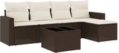 vidaXL - 6-delige - Loungeset - met - kussens - poly - rattan - bruin