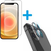 Display Bescherming Schermprotector Tempered Glass Screen Protector + Camera lens Beschermer zwart Geschikt voor: Apple iPhone 12