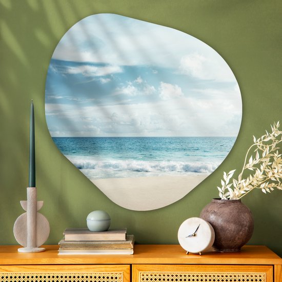 Décoration murale Organique - Décoration murale Plastique - Peinture Organique - Plage - Mer - Été - 90x90 cm - Forme Miroir Organique sur Plastique