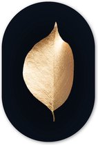 Wall Oval - Décoration murale Plastique - Tableau Ovale - Feuille - Zwart - Or - 60x90 cm - Forme miroir ovale sur plastique