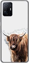 Geschikt voor Xiaomi 11T Pro hoesje - Schotse hooglander - Verf - Grijs - Siliconen Telefoonhoesje
