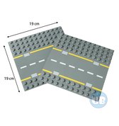 Uniblocks | Wegenplaat recht - 19 x 19 cm - 2 stuks | 2 stuks | Bouwplaat geschikt voor Duplo |wegen | stad | city | wegplaat | auto’s | combineer met DUPLO wegenplaten | bouwplaten