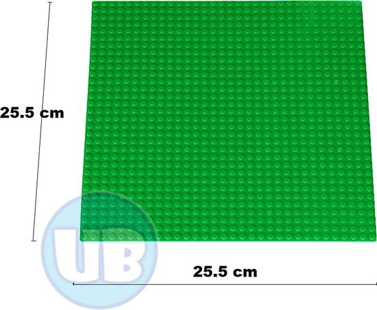 2 groene grondplaten, 25 x 25 cm, basis voor bouwstenen