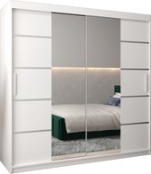 InspireMe - Kledingkast met 2 schuifdeuren, Modern-stijl, Kledingkast met planken (BxHxD): 200x200x62 - VENTILA IV 200 Wit Mat