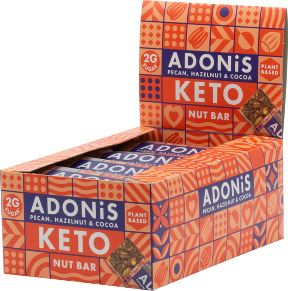 Goedkoopste Adonis | Low Sugar Nut Bar | Pecan Hazelnut & Cocoa | 16 Stuks | 16 x 35g