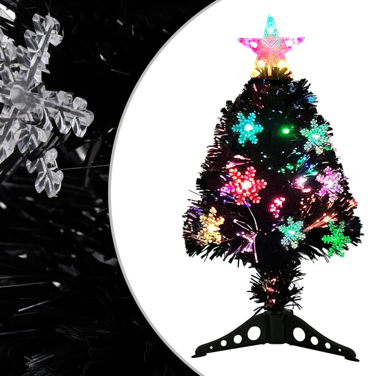 Prolenta Premium - Kerstboom met LED-sneeuwvlokken 64 cm glasvezel zwart
