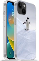 Geschikt voorApple Iphone 14 Plus - Soft case hoesje - Pinguïn - IJs - Winter - Siliconen Telefoonhoesje