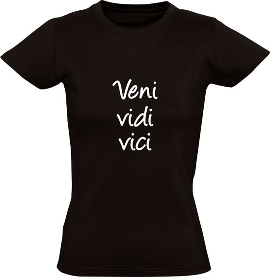 Veni, vidi, vici  Dames T-shirt | Latijns | Julius Caesar | uitspraak | ik kwam, zag en overwon | Italië | Rome | Zwart