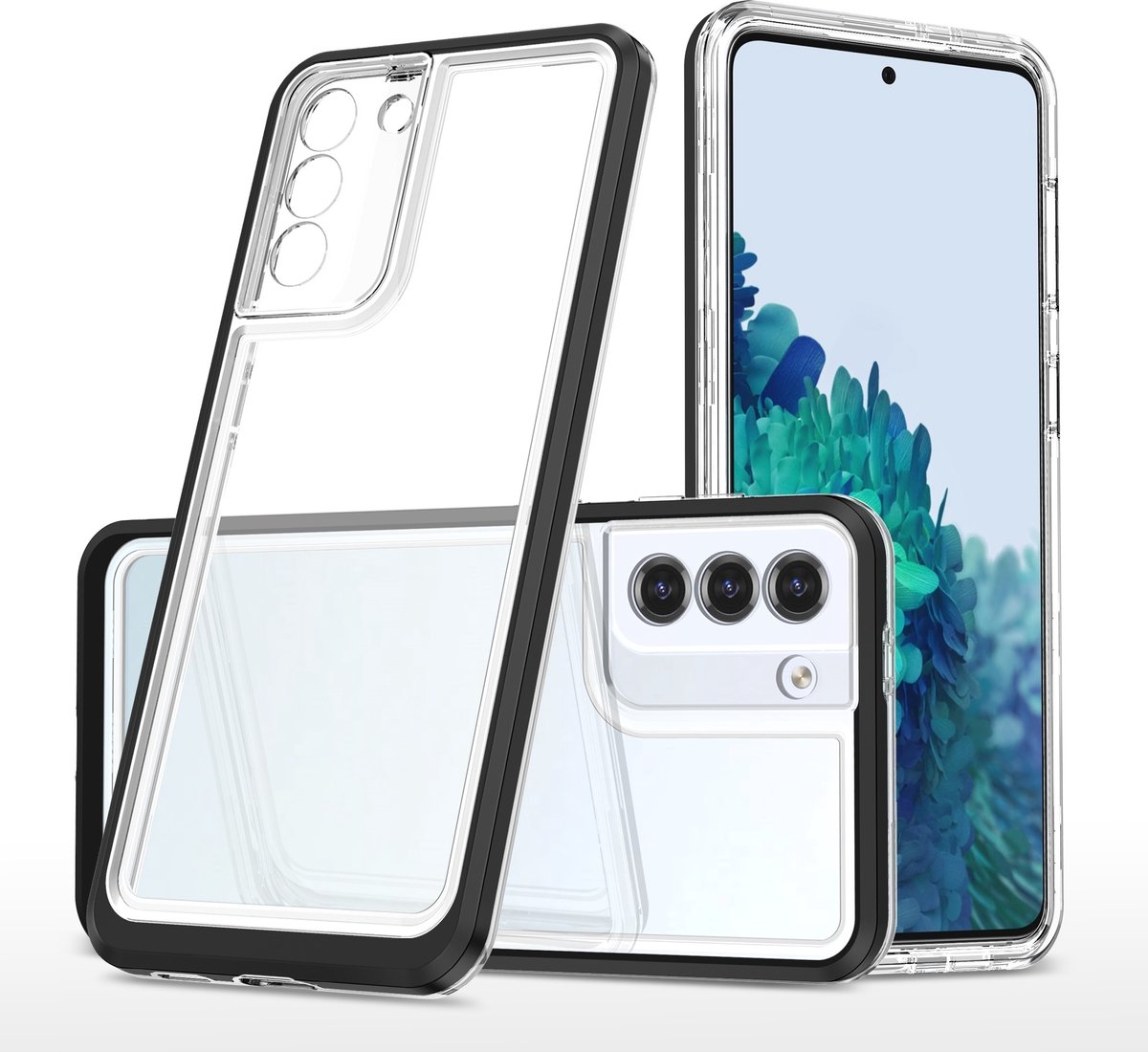 Samsung Galaxy S22 Plus hoesje backcover Transparant met bumper case – Roze – oTronica