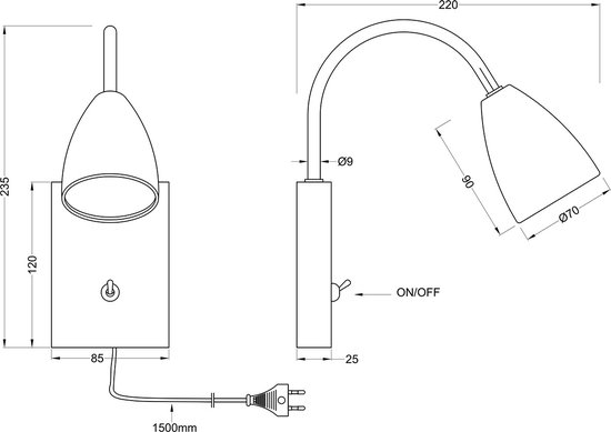 LED Wandspot - Wandverlichting - Torna Wolly - GU10 Fitting - 1-lichts - Rechthoek - Mat Nikkel - Aluminium