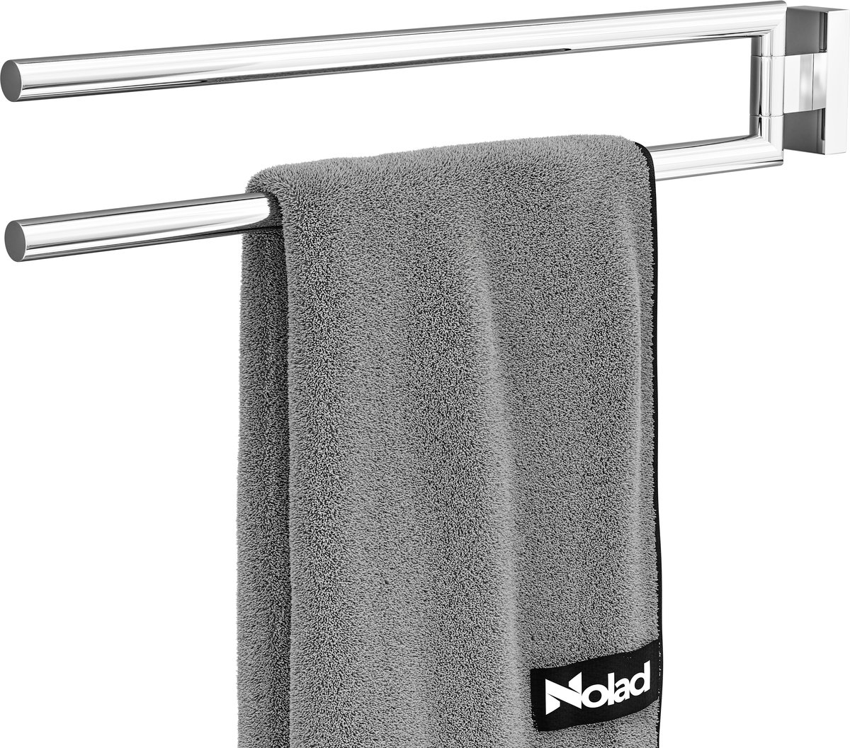 Nolad® Handdoekrek 2 armig - Handdoekhouder - Handdoekenrek - RVS - Chroom