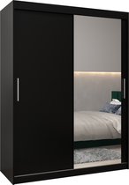 InspireMe - Kledingkast met 2 schuifdeuren, Modern-stijl, Kledingkast met planken (BxHxD): 150x200x62 - TORM II 150 Zwart Mat
