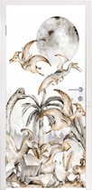 Deursticker Dinosaurus - Jungle Decoratie - Kinderen - Jongen - Groen - 85x205 cm - Deurposter