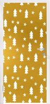 Deursticker Kerstboom - Sterren - Goud - 95x235 cm - Deurposter