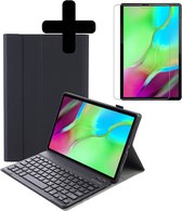 Hoes Geschikt voor Samsung Galaxy Tab S5e Hoes Keyboard Cover Toetsenbord Hoesje Met Screenprotector - Hoesje Geschikt voor Samsung Tab S5e Toetsenbord Hoes - Zwart