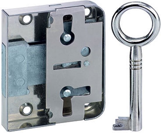 JuNie Meubelslot opleg - afm slotkast - 58,5 x 39,3 x 9.5 m (hxbxd) - doornmaat 20 mm - staal vernikkeld