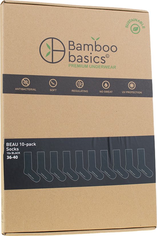 Bamboo Basics giftbox 10P sokken beau zwart - 35-40