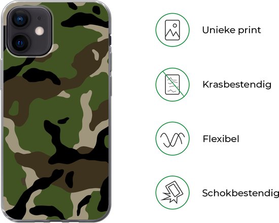 Coque iPhone 12 - Motif camouflage Militaire - Siliconen