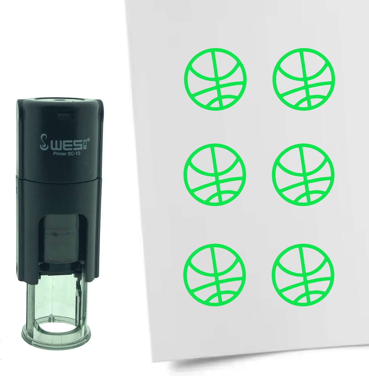 CombiCraft Stempel Basketbal 10mm rond - blauwe inkt