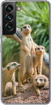 Geschikt voor Samsung Galaxy S22 hoesje - Stokstaartjes - Familie - Dieren - Siliconen Telefoonhoesje