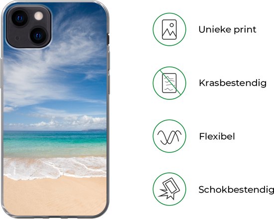 Coque iPhone 13 - Une plage tropicale à Hawaï où les vagues s'échouent - Siliconen