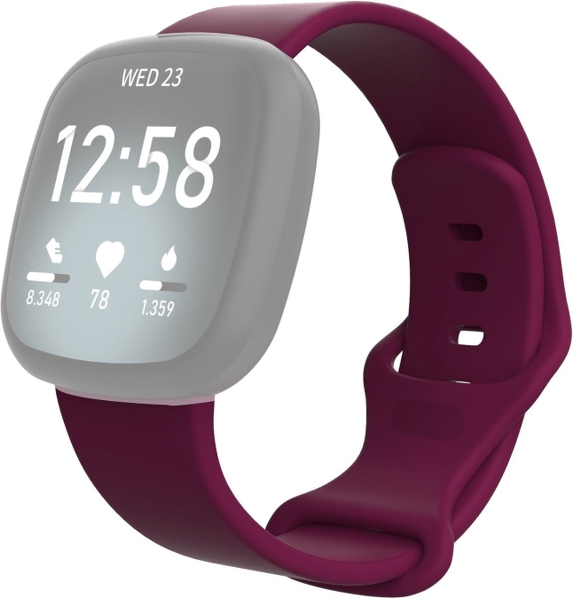 Siliconen bandje - geschikt voor Fitbit Versa 3 / Versa 4 / Sense - M/L - bordeauxrood